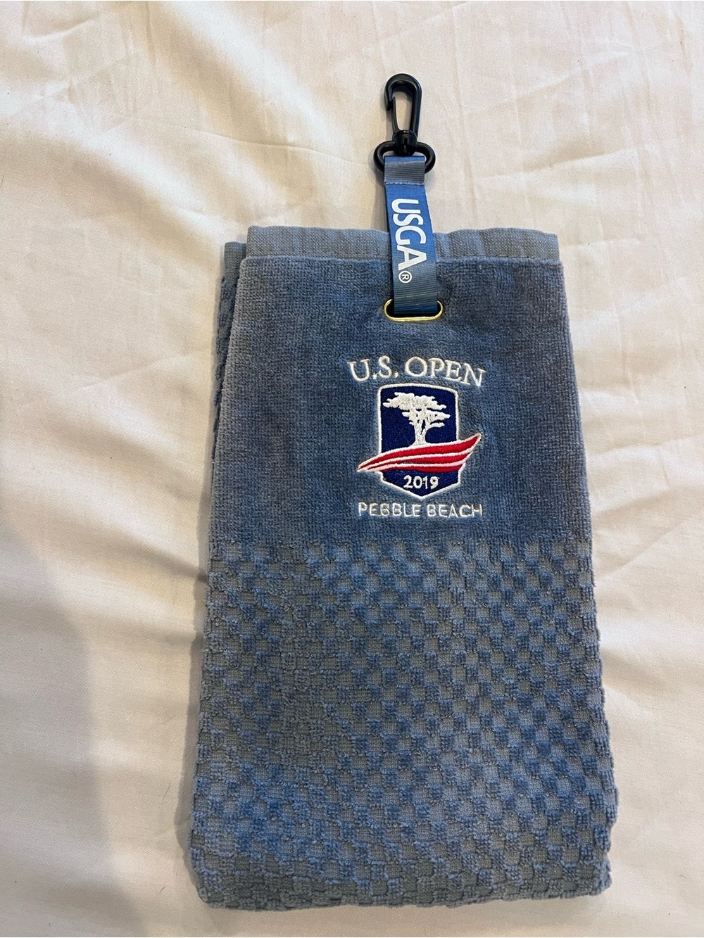 USGA U.S. Open 2019 Pebble Beach Golfbag Towel Cotton Checked Gray/Blue Golf